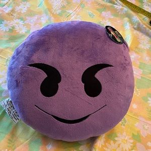 Purple Plush Pillow Emoji Devil, 12”